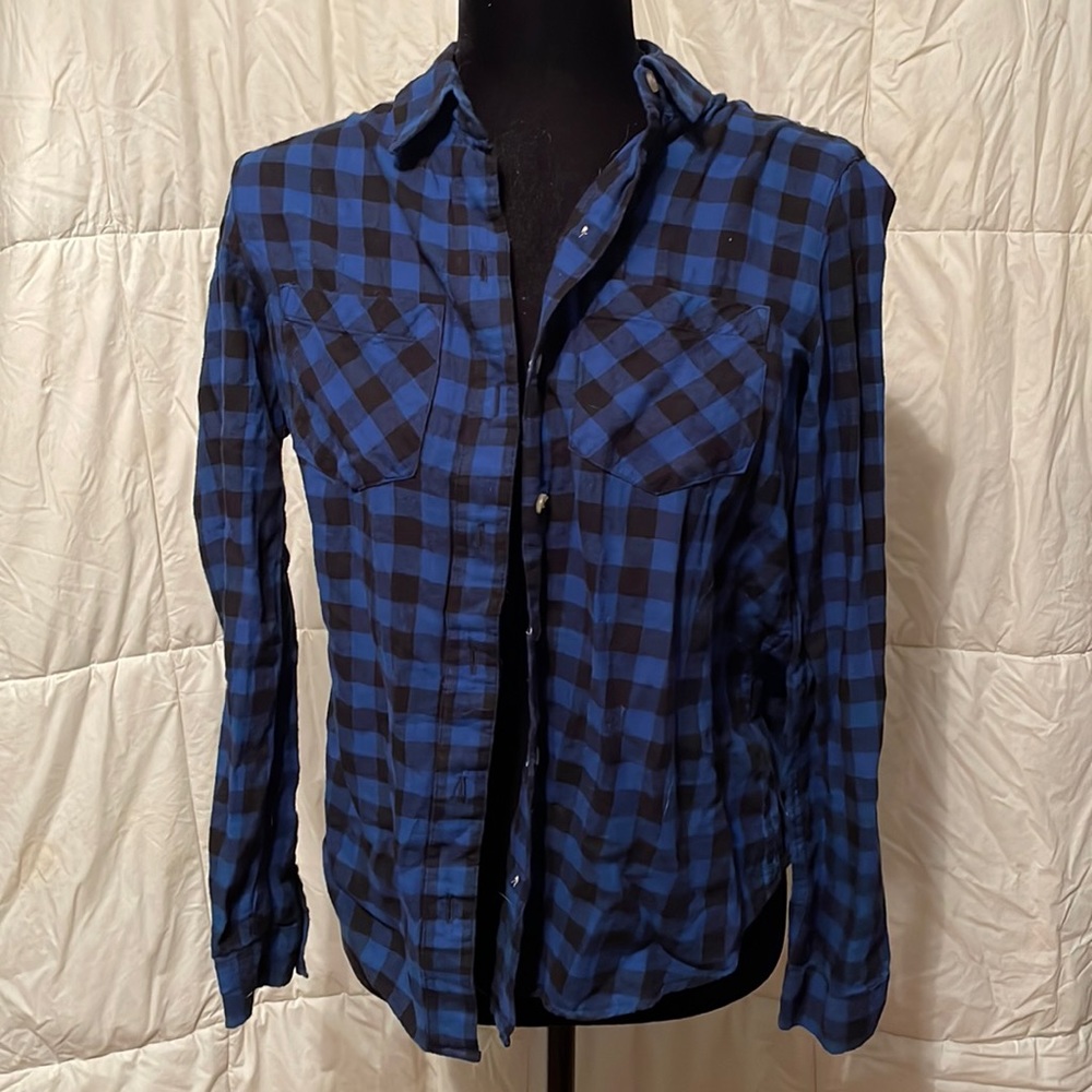 Blue and black flannel
